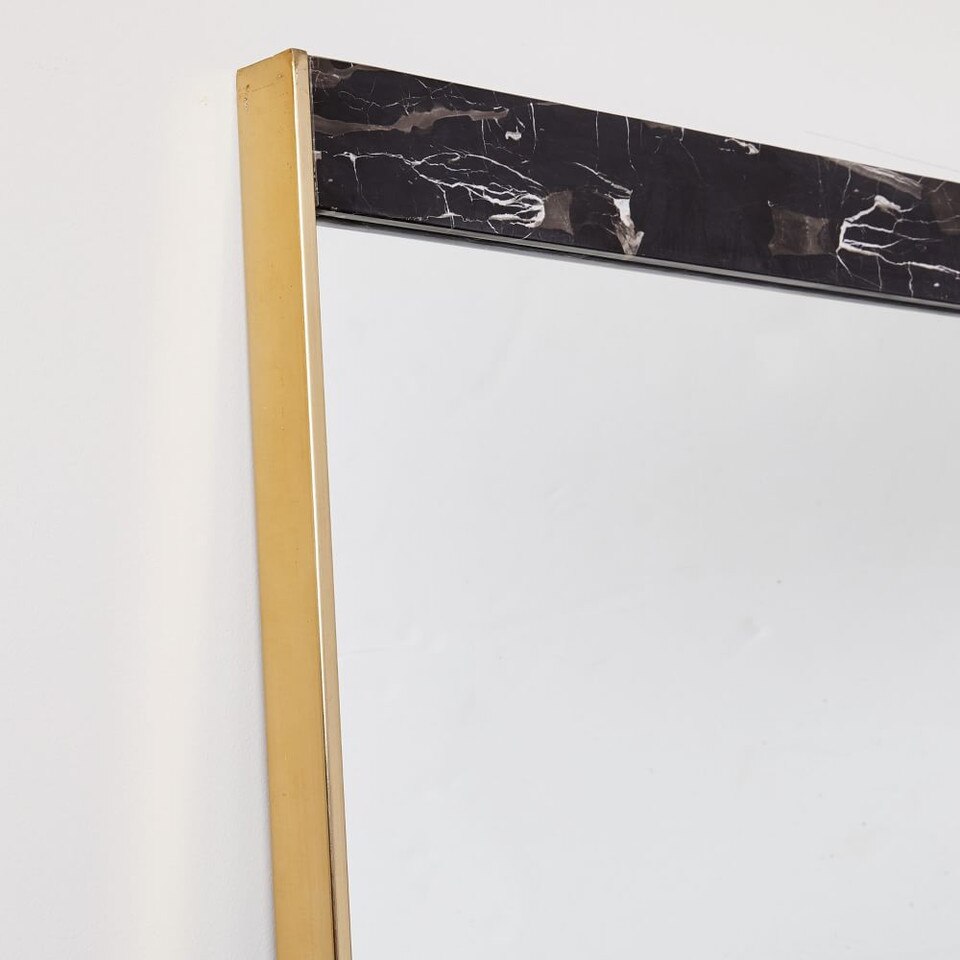 Marble & Brass Floor Mirror Black West Elm UK